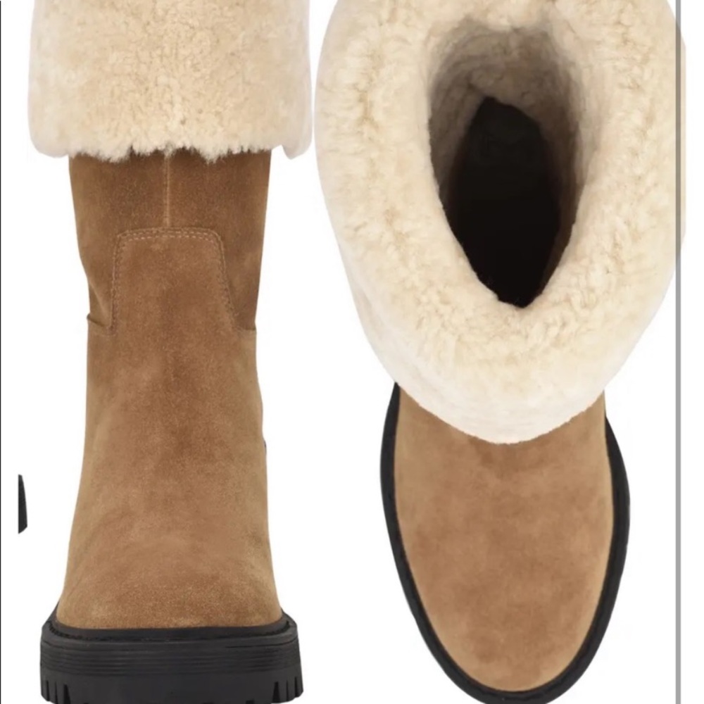 New Marc Fisher Willoe Suede Fur pull on boots - Picture 4 of 11